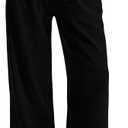 Sampeel Wide Leg Pants for Women Flowy Palazzo Drawstring Elastic Waist Trousers with Pockets Summer Beach Vacation Clothes, Medium