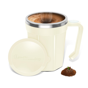 LeadYuantop Self Stirring Coffee Mug, 18 oz Automatic Magnetic Electric Mixing Cup Stainless Steel Travel Cup for Coffee, Chocolate, Milk, Tea, Office, Home, Kitchen (White)