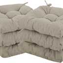 Chair Cushions for Dining Chairs Set of 6, U-Shaped Kitchen Chair Cushions Pads Bar Stool Seat Cushion with Ties and Non Slip Backing, Tufted Seat Pad for Indoor Dining Room, 15.5" x 15.5", Beige