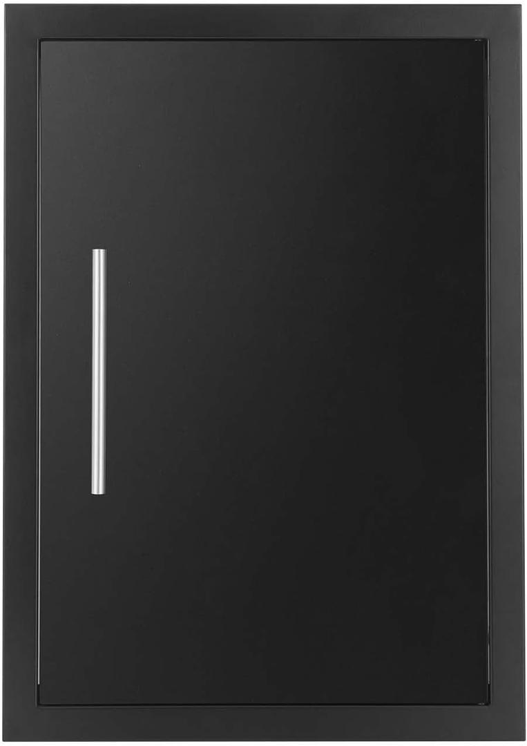 JIE JIN Outdoor Kitchen Doors 17" W X 24" H Single Doors 1.2mm Thickness Stainless Steel BBQ Access Door BBQ Island Doors Outdoor Kitchen Accessories Door for Outdoor Kitchen BBQ Island (Black)