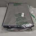 PRANDOM Fodable Storage Baskets for Closet [5-Pack] Decorative Fabric Storage Bins Cubes with Leather/Metal Handles for Shelves Bedroom Living Room Grey (11.5x8.5x6.7 Inch) (Grey&black Trim)