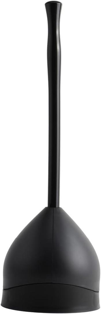 Toilet Plunger and Hideaway Caddy Combo for Bathrooms, 2-Piece Heavy-Duty Set, Black