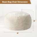 Hobestluk 4ft Bean Bag Chairs for Adults Large Beanbag Chair with Chevron Plush Fur Cover Big Bean Bag Chair for Living Room Bedroom Dorm Office - White (44 x 44 x 24)