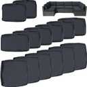 14Pcs Outdoor Cushion Covers Replacement Washable w/Zipper for 6-Seaters Sofa Patio Slipcovers Set Seat and Back Covers Only-23.6x23.6x4inch (Dark Gray)