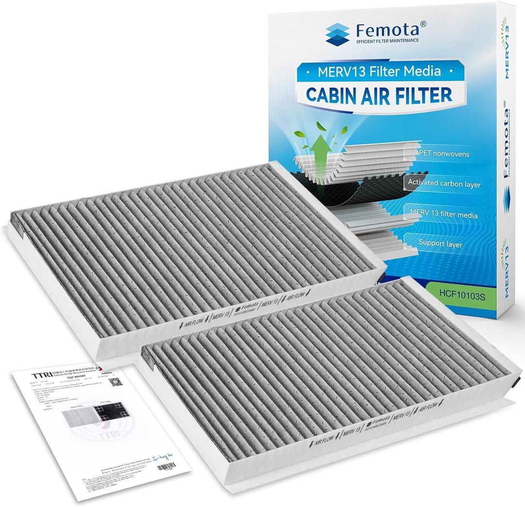 Certified MERV 13 Cabin Air Filter with Activated Carbon, CF10103 for BMW 525i, 525xi, 528i, 528i xDrive, 528xi, 530i, 530xi, 535i, 535i GT, 535i xDrive, 535xi, 545i, 550i, 645Ci, 650i, M5, M6