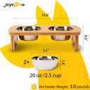 Elevated Dog Bowls, Bamboo Raised Dog Bowl for Small Dogs & Cats, with 2 Stainless Steel Bowls (4'' Tall-20oz Bowl)