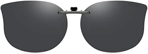 CAXMAN Cat Eye Clip On Sunglasses for Women Polarized Lens Compact Fit Non Flip Up