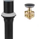 Pop Up Drain Stopper Without Overflow, Bathroom Lavatory Vanity Vessel Detachable Basket Sink Drain, Black (Small Popup Cap)