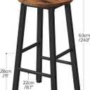 HOOBRO Bar Stools, Barstools Set of 2,Counter Height Barstools, 24.8" Bar Stools for Kitchen Island, Industrial Bar Chairs, for Dining Room, Kitchen, Bar, Rustic Brown and Black BF07BY01G1, 12.6"L x 12.6"W x 24.8"H