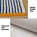 GIB Bathroom Rugs Mat 32" x 20", Extra Soft Absorbent Plush Fluffy Bath Rugs, Non-Slip Washable Bath Mats for Bathroom Floor Shower Home Decor Accessories, Blue & White Striped with Yellow Accents