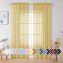 Simplebrand Yellow Sheer Curtains 84 Inches Long, Light Filtering Rod Pocket Solid Color Window Sheer Curtain Panels, Elegant Curtains & Drapes for Living Room, Bedroom 2 Panels (42" W x 84" L)