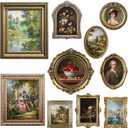Xuhal 10 Pcs Gold Vintage Picture Frames for Wall, Flat Printed Patterns, Ornate Vintage Farmhouse Photo Frame Multi Sizes, Antique French Country Wall Art for Gallery Bedroom Living Room Home Decor