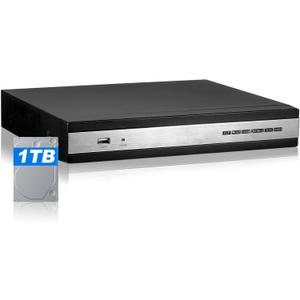8 Channel Security DVR Recorder with 1TB Hard Drive, H.265+8 CH Surveillance Digital Video Recorder, Hybrid 6-in-1 (TVI/AHD/CVI/XVI/CVBS/IPC) CCTV DVR for Security Camera, Easy Remote Access