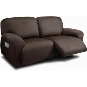 ULTICOR Extra Wide 75" - 100", Reclining 2 Seater Sofa, Extra Wide Reclining Love Seat Slipcover, 6-Piece Yarn Fabric, Reclining Sofa Covers, Thick, Soft, Washable (Chocolate)