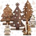 6 Pcs Wooden Christmas Trees Tabletop Decor Rustic Wood Christmas Trees Xmas Centerpieces Table Wooden Signs Farmhouse Table Home Decor for Home Office Farmhouse (Classic)