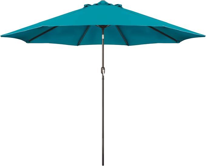 Blissun 9' Outdoor Patio Umbrella, Outdoor Table Umbrella, Yard Umbrella, Market Umbrella with 8 Sturdy Ribs, Push Button Tilt and Crank, Cerulean