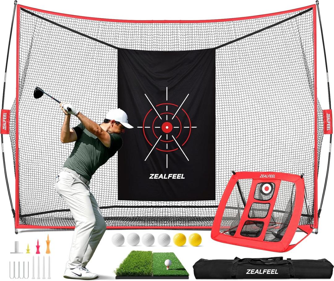 Golf Net, 10x7ft Practice Net with Chipping Net, Foldable Mat, Silk Target, 8 Tees, 6 Balls, Carry Bag, Golf Hiting Nets for Backyard Driving Chipping Indoor Outdoor Use Golf Net, 10x7ft Practice Net with Chipping Net, Foldable Mat, Silk Target, 8 Tees, 6 Balls, Carry Bag, Golf Hiting Nets for Backyard Driving Chipping Indoor Outdoor Use