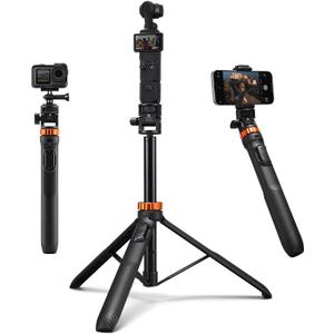 K&F CONCEPT MS24 Selfie Stick Tripod, 69" Extendable Light Stand with 1/4" Screw and Remote, Camera Phone Stand Mini Tripod Compatible with DJI OSMO 360 Pocket 4/3, iPhone 17, Action Camera.