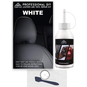 White Leather Repair Kit for Couches, Vinyl Repair for Furniture, Car Seats, Sofa, Jackets, Purses, Belts, Shoes, Works on Genuine, Italian, Bonded, PU Leather, No Heat Needed