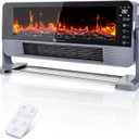 22.2" Electric Fireplace,Desktop and Wall-Mounted,Equipped with Remote Control and Touchscreen,1500W/2000W Power,1-12h Timer Function,Overheat Protection,Golden Flame,for Office,Living Room Decor