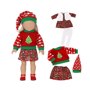 UPINS Christmas 18 Inches Doll Clothes and Accessories Winter Doll Outfits Set Christmas Deer Costume Includes Tutu Dress Vest T-Shirt Shoes Hairpin Socks for 18 Inch Doll Girls Gifts