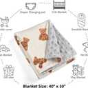 Bear and Buffalo Check Plaid Baby Blanket Gender Neutral Blankets for Newborn Baby Girls or Boys Nursery Toddler Double Layer Blanket with Dotted Backing and Bear Printed (Bear1)