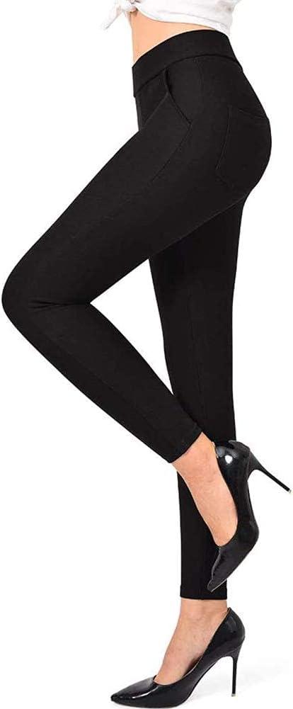 Ginasy Dress Pants for Women Business Casual Stretch Pull On Work Office Dressy Leggings Skinny Trousers with Pockets (X-Small, Black)