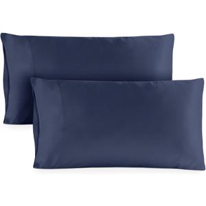 Hotel Sheets Direct Queen Size Pillowcases 2 Pack, 20x30 Inch, Cooling & Breathable Pillow Cases, 100% Viscose Derived from Bamboo Pillow Covers, Silky Soft for Hair & Skin, Bold Look in Navy Blue
