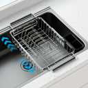 Expandable Over The Sink Dish Drying Rack, Anti-Rust Stainless Steel in Sink Dish Drainer with Cutlery Holder, Counter Space Saving Sturdy Sink Drying Rack for Many Kitchen Drain Task