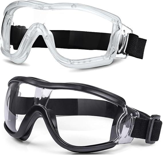 Kids Safety Goggles, Toddler Safety Glasses With UV Anti-Fog,Clear Lens Glasses Cleaning Cloth Included (White+black)