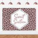 Leopard Birthday Backdrop for Girls Sweet Sixteen Cheetah Print Photography Background Rose Red for Princess Girls Wild Cheetah Sweet 16 Birthday Decorations Banner Photo Booth 5 * 3ft