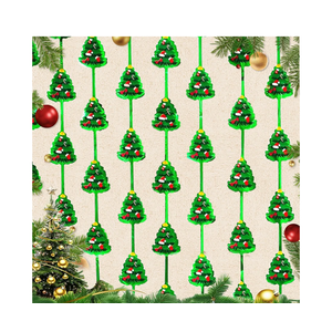 Otalibo Christmas Party Backdrop Decorations 2 Pack 3.3x6.6ft Red Silver Green Photobooth Props Christmas Tree Pattern Metallic Tinsel Streamer Foil Fringe Curtains for Wall Door Ugly Sweater New Year