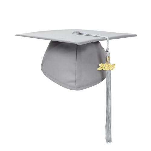 Newrara Graduation Unisex Matte Adult Graduation Cap with Tassel (Grey)