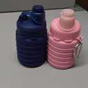 Collapsible Water Bottles Travel water bottle Sports Portable Sport Water Bottle Reusable Water Bottles comes with mountaineering Buckle 500ml silicone Water-proof camping water bottle (Dark Blue+Pink)