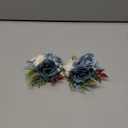 Canlierr 2 Pcs Dusty Corsage and Boutonniere Set Men Boutonnieres Corsage Bracelets Wristlet Band Wedding Flowers Accessories for Men Prom Suit Decorations(Blue), 7 centimeters