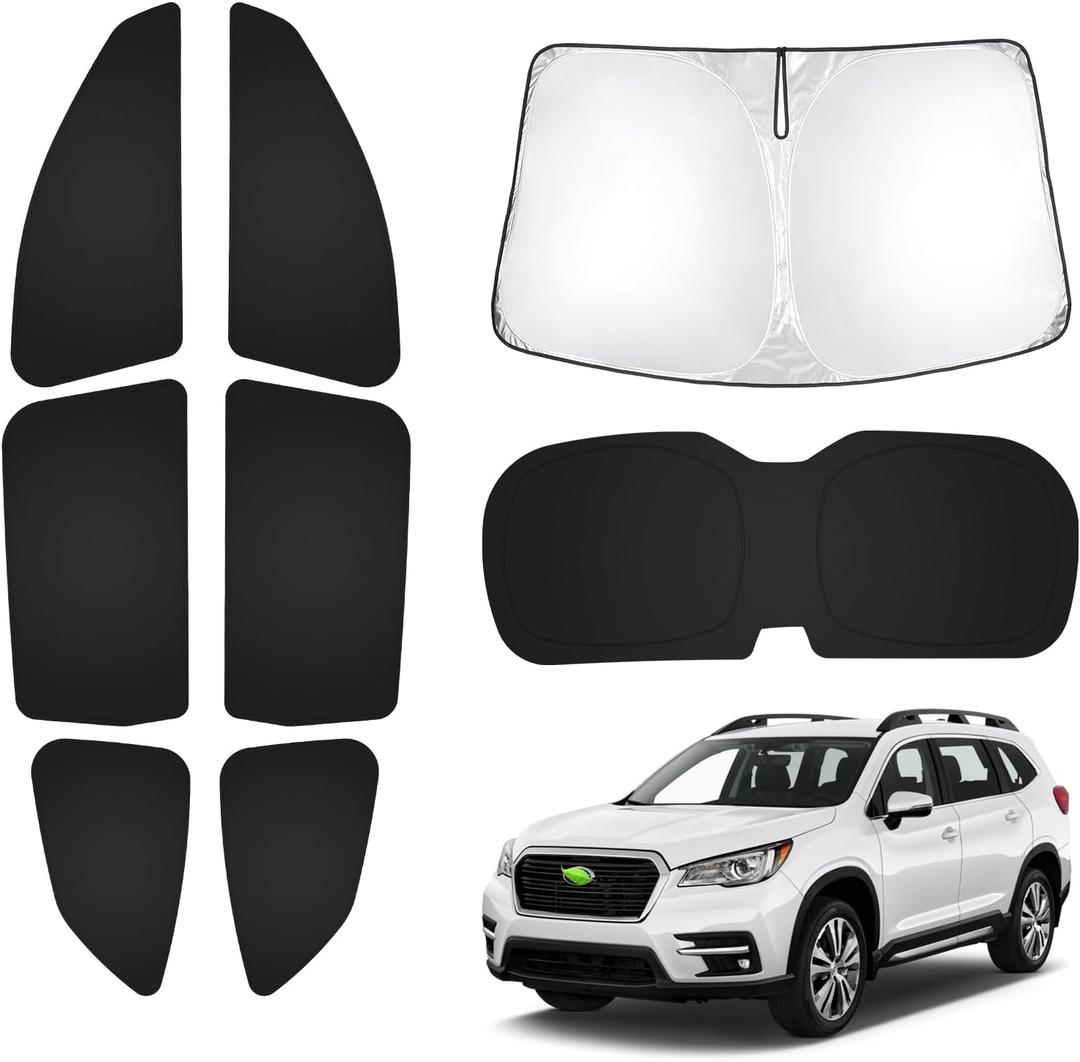 T TGBROS Windshield Sun Shade for Subaru Ascent 2019-2025 2026 Car Window Shades Thicken UV Block and Blackout Privacy Foldable Sunshades 8PCS Accessories Keep Cool Sun Visor Covers
