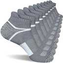 suaskk Men's Athletic Cushioned Ankle Socks Comfort Wicking Anti-Blister Running Sock 5 Pairs, XL , Grey
