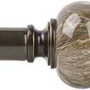 KAMANINA 1 Inch Curtain Rods for Windows 66 to 120 Inches Bronze Heavy Duty Curtain 32 to 120 (2.6-10ft), Adjustable Long Drapery Rods with Marbled Finials