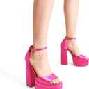 DREAM PAIRS High Heels Chunky Block Platform Heels for Women Ankle Strap Sexy Open Square Toe Heels Dressy Pumps Sandals 9