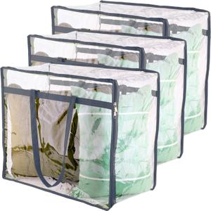 Clear Vinyl Zippered Storage Bags (3-Pack) 40L Sturdy Storage Bags for Sweaters, Blankets, Comforters, Bedding Sets and Much More! (Gray, 18x15x9) Clear Vinyl Zippered Storage Bags (3-Pack) 40L Sturdy Storage Bags for Sweaters, Blankets, Comforters, Bedding Sets and Much More! (Gray, 18x15x9)