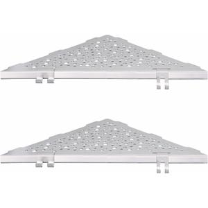 WELLUP Shower Corner Shelf with 4 Hooks,No-Drill 10" Brushed Nickel 304 Stainless Steel Recessed Shelves for Bathroom Tile Walls,2-Pack