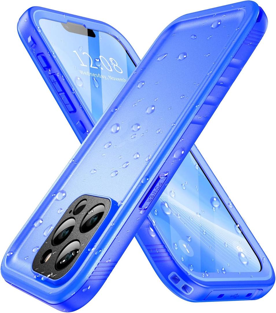 SPORTLINK iPhone 13 Pro Max Waterproof Case - Full Body Heavy Duty Protection with Screen Protector, Shockproof, 6.7" - Blue