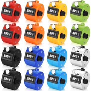 Kathfly 16 Pcs Handheld Clicker Counter 4 Digit Mechanical Tally Counter Assorted Color Pitch Palm for Counting Numbers Knitting Coaching Golf Lap Fishing School Sports Event