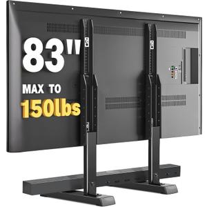 Universal Table Top TV Stand Base for 24-83 inch LCD LED TVs, TV Legs with Height Adjustment and Cable Management Hold up to 150lbs, Max VESA 800x500mm, Black