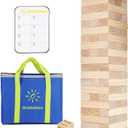 60 PCS Giant Tumbling Tower Game,Jumbo Outdoor Games for Adults & Family, 5 FT Premium Wooden Blocks Stacking Toys with Carry Bag for Backyard, Lawn, Party, Camping