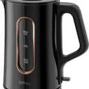 OFFACY Electric Kettle, Double Wall Glass Inner, Hot Water Boiler Heater Pot, 1.5-Liter, 1200 Watts for Fast Boiling, 53oz BPA Free, Glossy Black