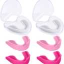 BBTO 6 Pcs Youth Kids Mouth Guard for Sports, Boys Girls Mouth Guard with Case, Mouthguard for Wrestling Boxing Basketball Hockey Football(Classic Style,White, Red, Pink)