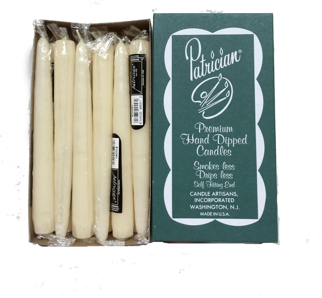 8in Ivory Taper Candles Pack of 12