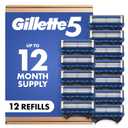 Gillette5 Mens Razor Blade Refills, 12 Count, Lubrastrip for a More Comfortable Shave