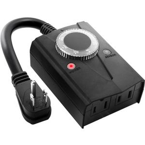 Minetom Outdoor Mechanical Light Timer Waterproof, Dusk to Dawn Plug in Timer Switch, Heavy Duty Countdown Electrical Outlets Timer for Halloween Christmas Holiday Lights Decor, 15A, 1/2 HP, UL Listed